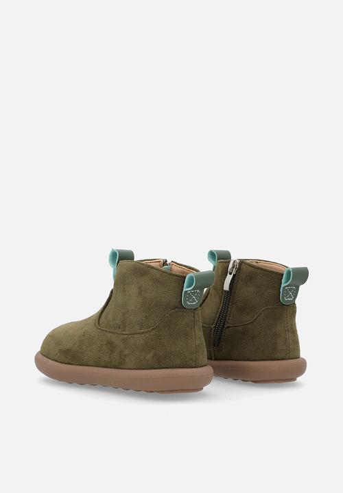 Pop Candy - Faux suede boots - olive green