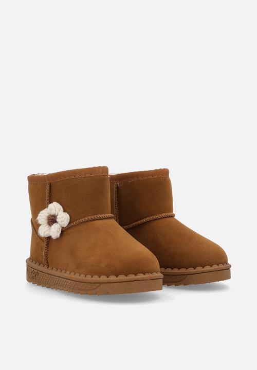 Pop Candy - Floral décor boots-brown