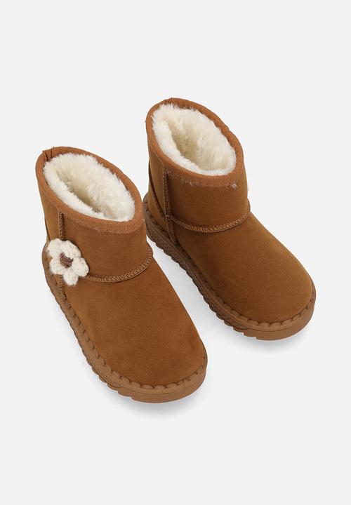 Pop Candy - Floral décor boots-brown