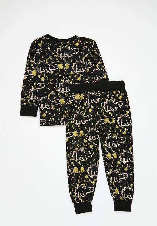 Pop Candy - Dino print pj set - black