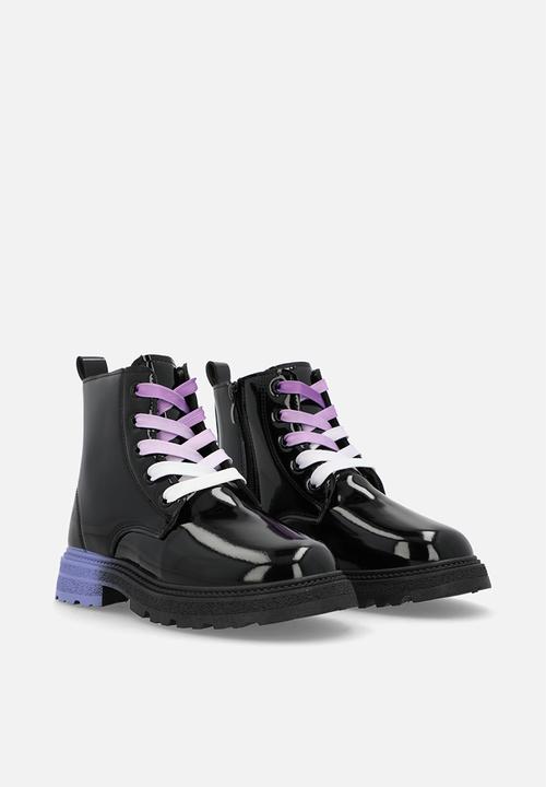 Pop Candy - Patent leather boots - black & purple