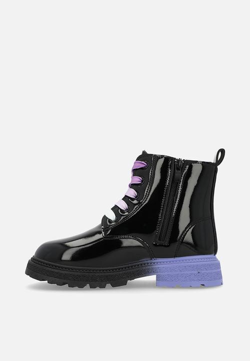 Pop Candy - Patent leather boots - black & purple