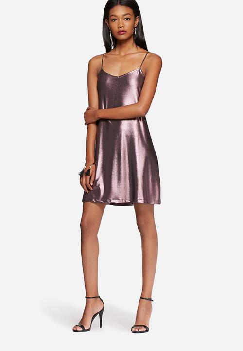 Tiffany slip dress - shimmer rose gold