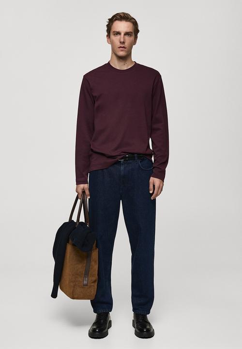 MANGO - T-shirt gareth - bordeaux