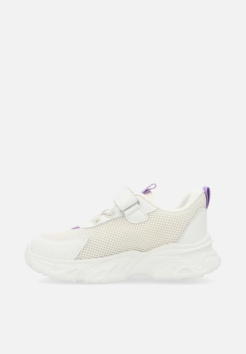 Pop Candy - adjustable fastener & lace sneakers - white & purple
