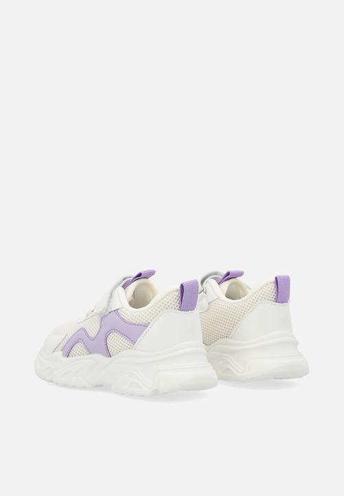 Pop Candy - adjustable fastener & lace sneakers - white & purple