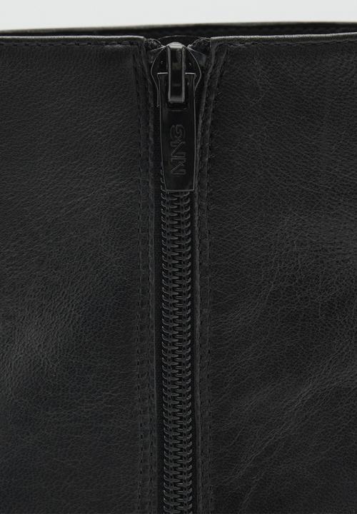 MANGO - Lluvia leather ankle boot - black