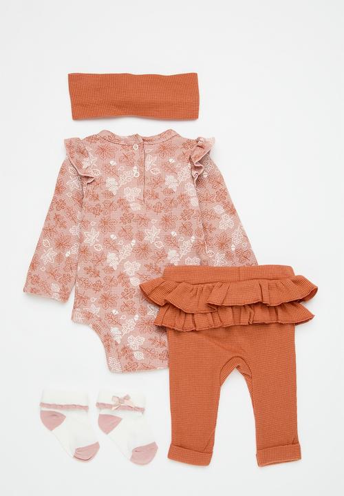 Pop Candy - Printed frilled bodyvest and legging set-tangerine