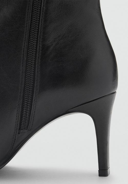 MANGO - Lluvia leather ankle boot - black