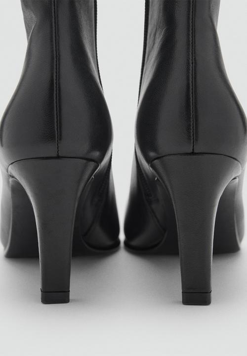 MANGO - Lluvia leather ankle boot - black