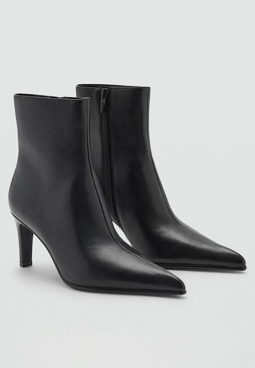 MANGO - Lluvia leather ankle boot - black