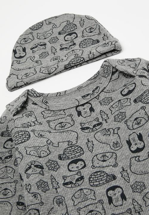 Pop Candy - Bodyvest,legging, socks & beanie set-grey