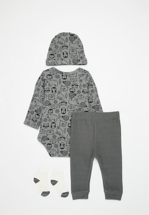 Pop Candy - Bodyvest,legging, socks & beanie set-grey