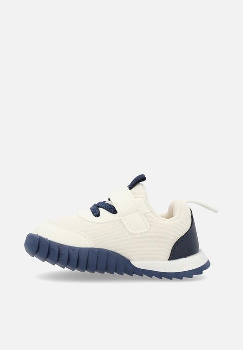 Pop Candy - Velcro & lace sneakers - ecru & navy blue