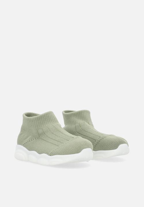 Pop Candy - Knit sock boot - green/white