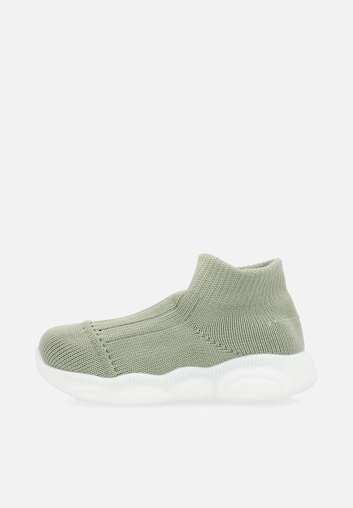 Pop Candy - Knit sock boot - green/white