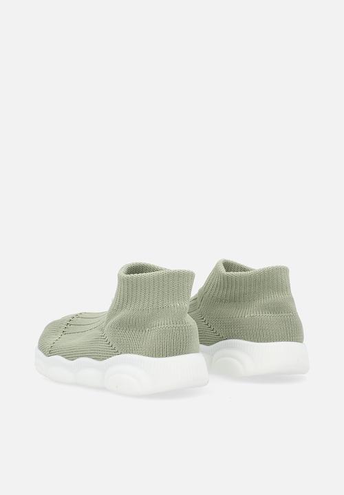 Pop Candy - Knit sock boot - green/white