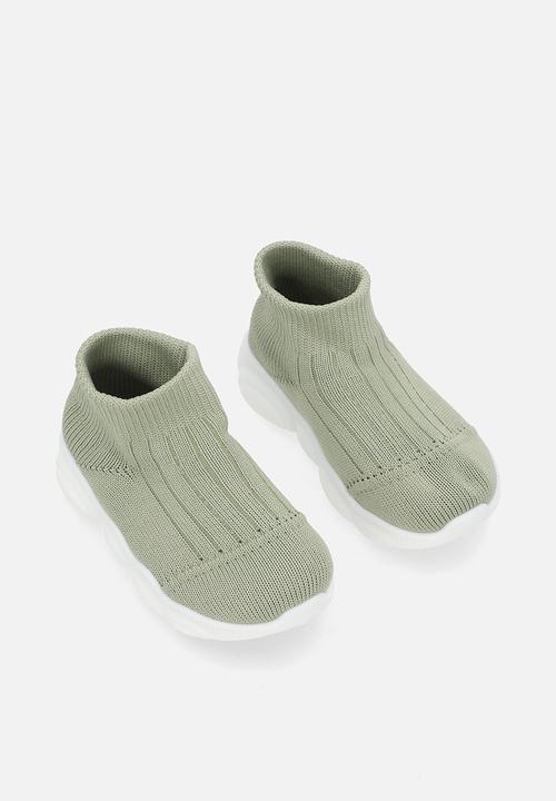 Pop Candy - Knit sock boot - green/white