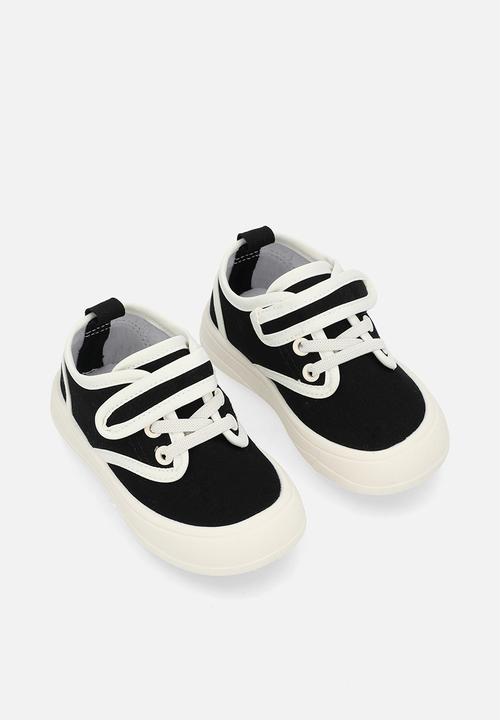 Pop Candy - Contrast veclcro strap sneakers - black & white