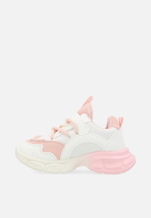 Pop Candy - Lace & velcro sneaker-pink & white