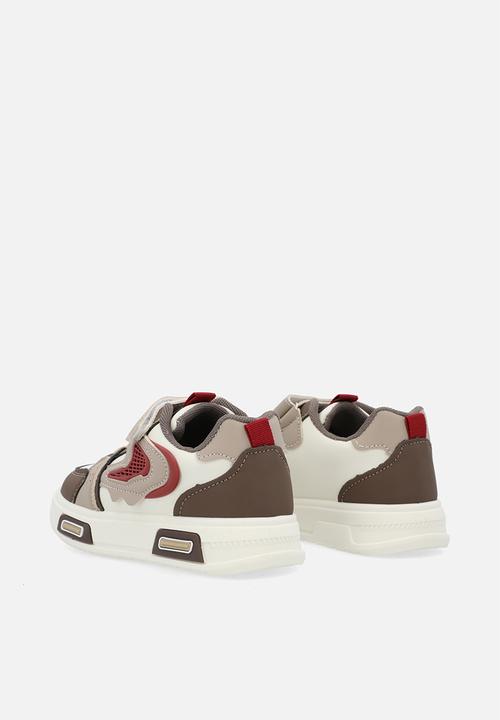 Pop Candy - Colour block lace velcri sneakers-brown & white