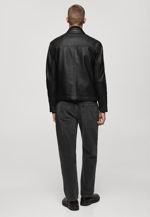 MANGO - Apollo Nappa Leather biker jacket - black