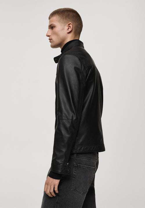 MANGO - Apollo Nappa Leather biker jacket - black
