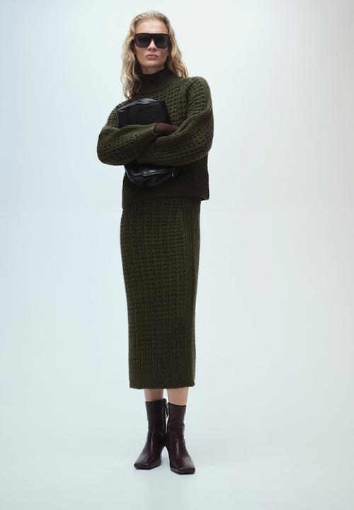 MANGO - Skirt pesca - beige/ khaki