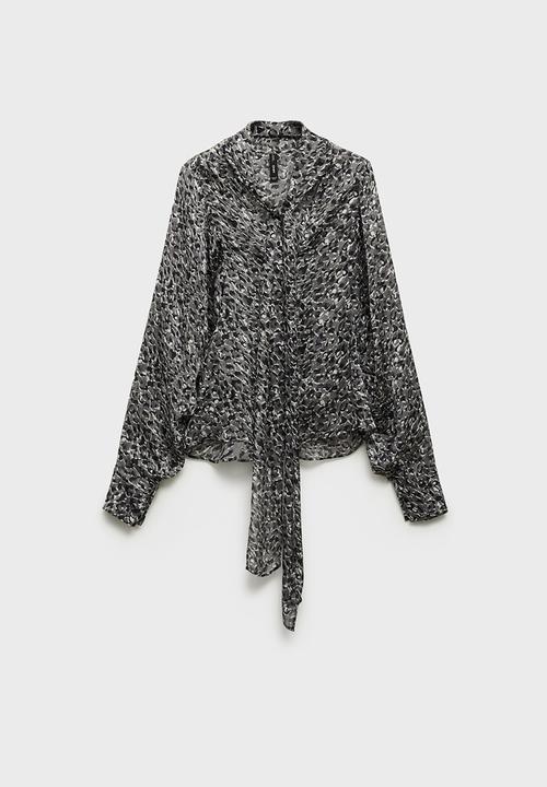 MANGO - Blouse leopard - black