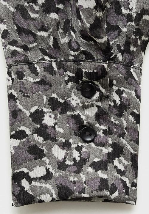 MANGO - Blouse leopard - black
