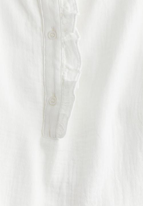 H&M - Frill-trimmed muslin blouse - white