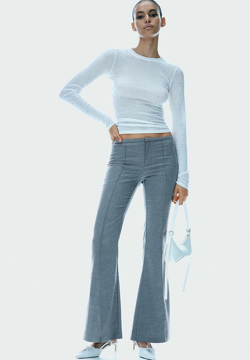 H&M - Flared tailored trousers - grey marl 