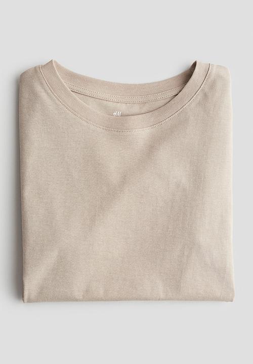 H&M -  Cotton t-shirt - beige & grey