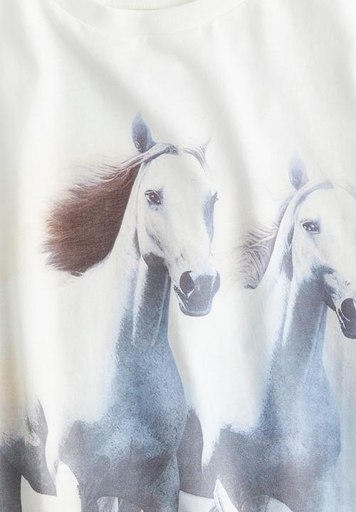 H&M - Oversized print-motif t-shirt - white