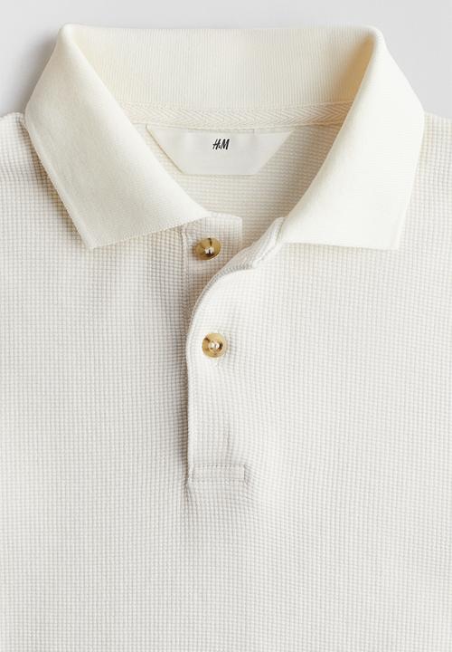 H&M - Waffled polo shirt - White