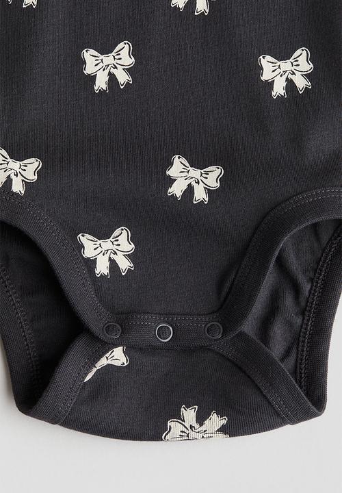 H&M - Long-sleeved bodysuit - Dark grey/Bows
