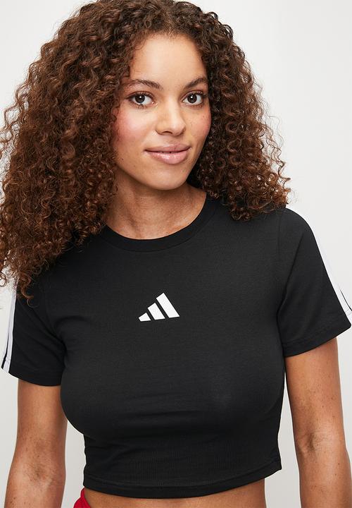 adidas Performance - 3 Stripe Baby Tee - Black/White