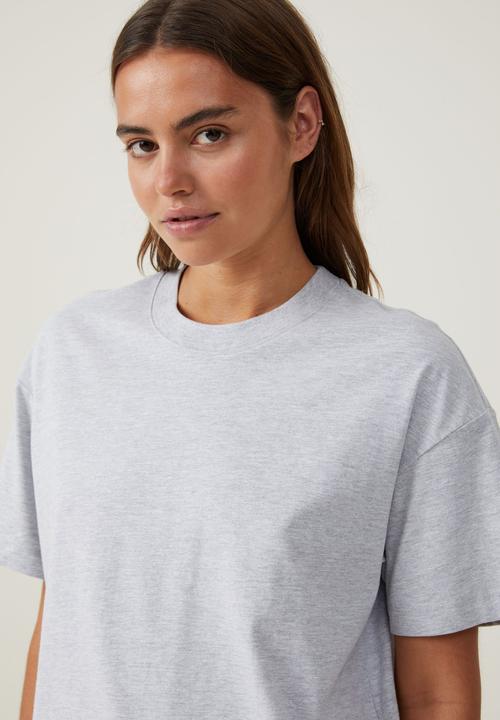 Cotton On - The Boxy Oversized Tee - Grey Marle