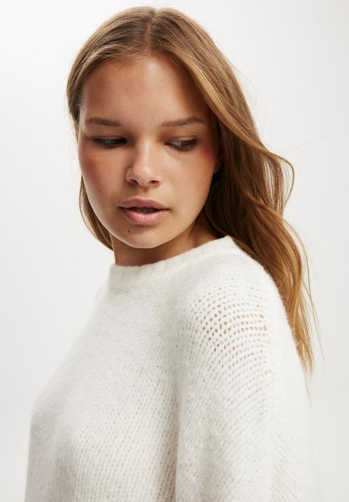 Cotton On - Plus Luxe Crew Pullover - White