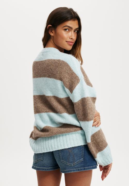 Cotton On - Luxe Crew Pullover - Whisper Blue Stripe