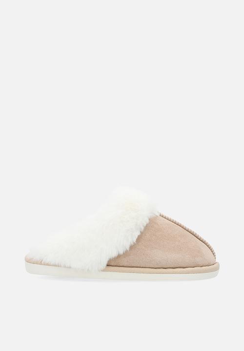 Pop Candy - Shearling lined slippers-brown