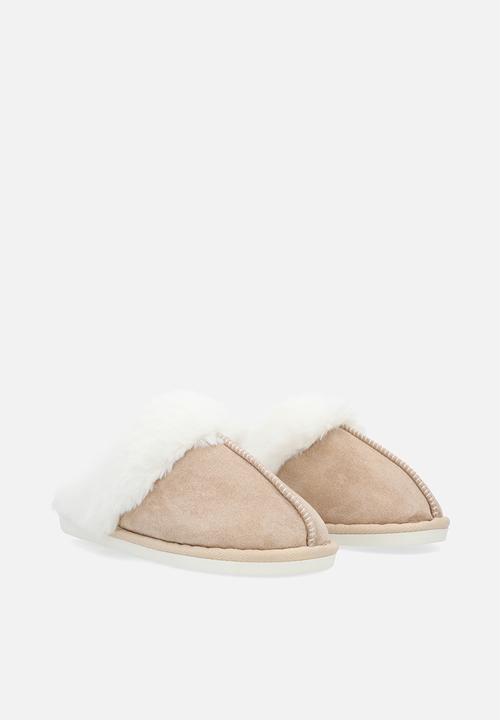 Pop Candy - Shearling lined slippers-brown
