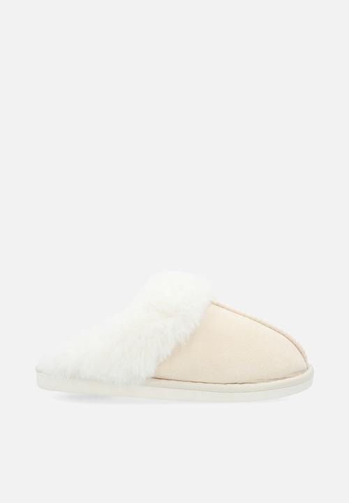 Pop Candy - Shearling lined slippers-beige