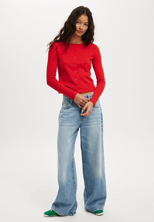 Cotton On - Scarlet Pointelle Cardi - Red Poppy