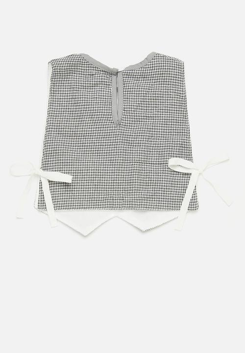 Pop Candy - Striped novelty bib - grey & white