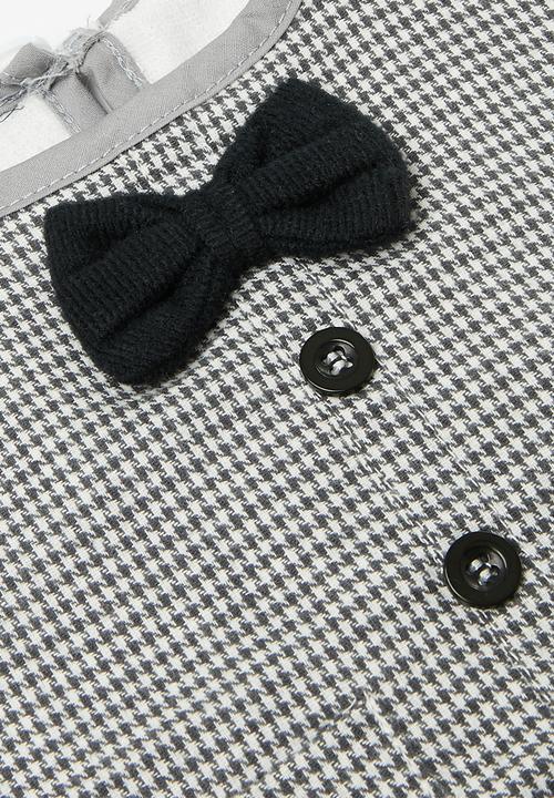 Pop Candy - Striped novelty bib - grey & white