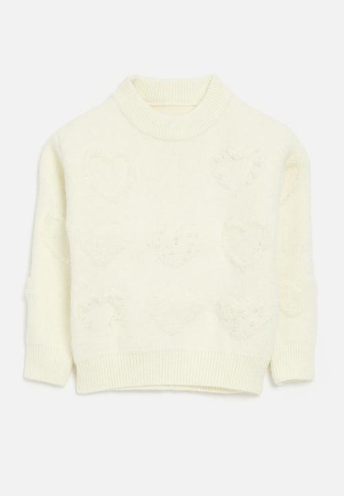 Pop Candy - Heart embossed sweater - ecru