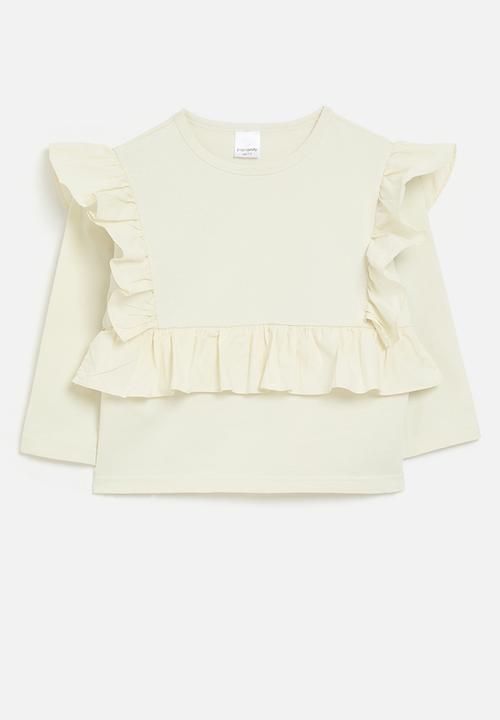 Pop Candy - Ruffled long sleeve blouse - white