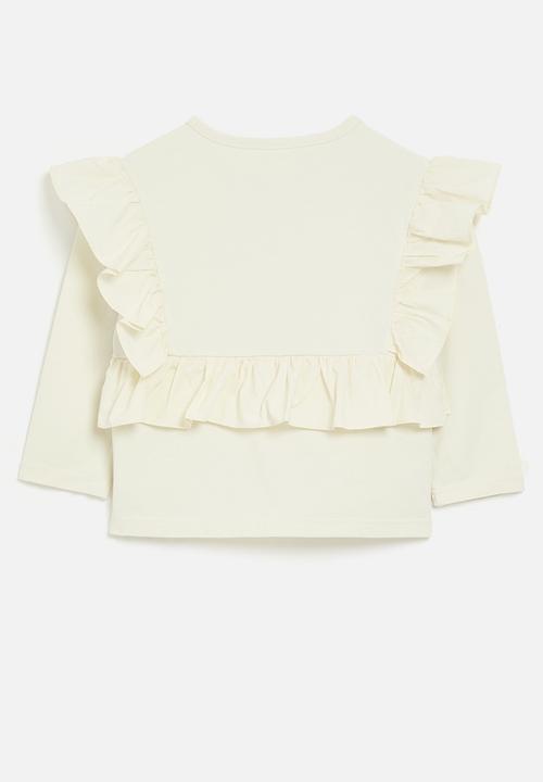 Pop Candy - Ruffled long sleeve blouse - white