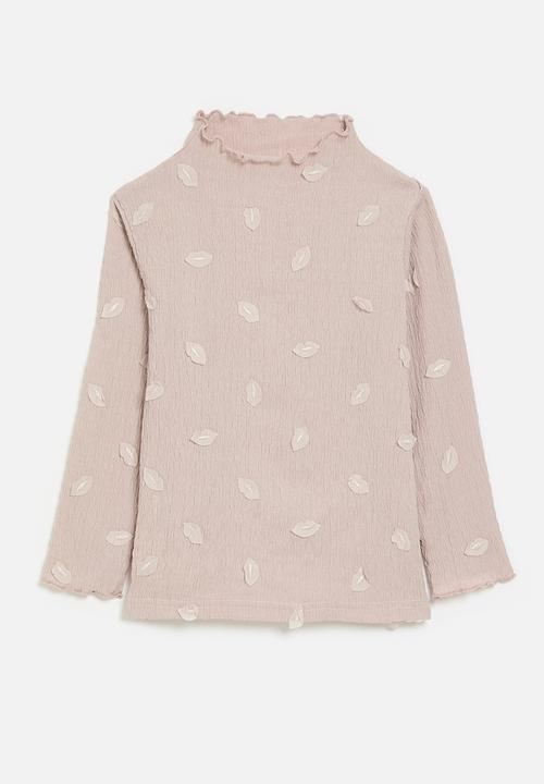 Pop Candy - Leaf applique textured top - pink